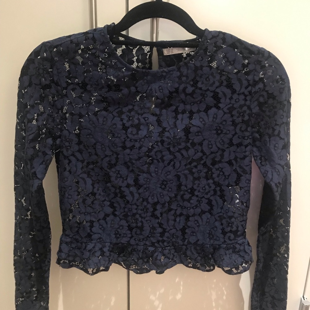 Zara navy blue lace top